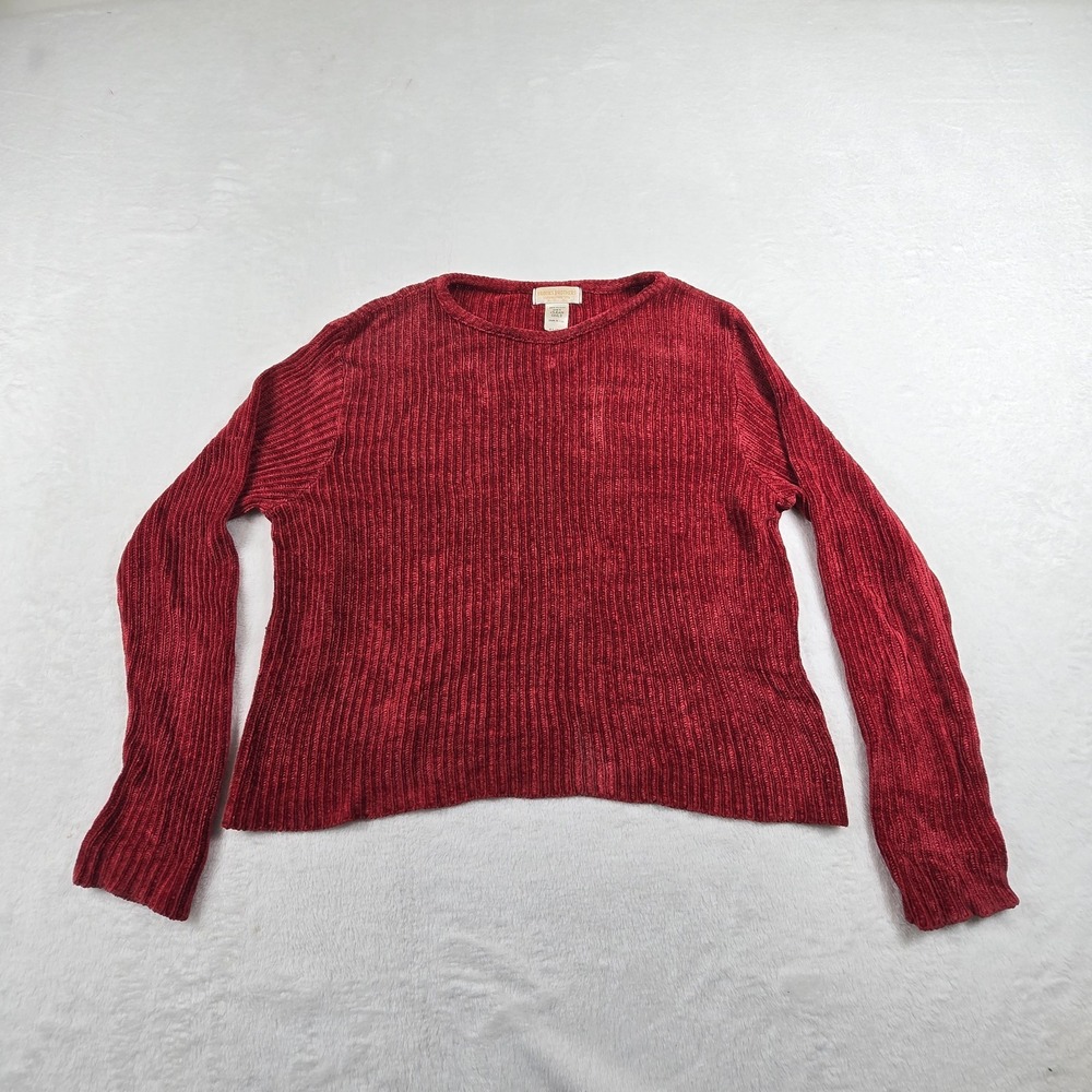 Brooks Brothers Vintage Chenille Sweater Womens XL Red Ribbed Pullover USA Made